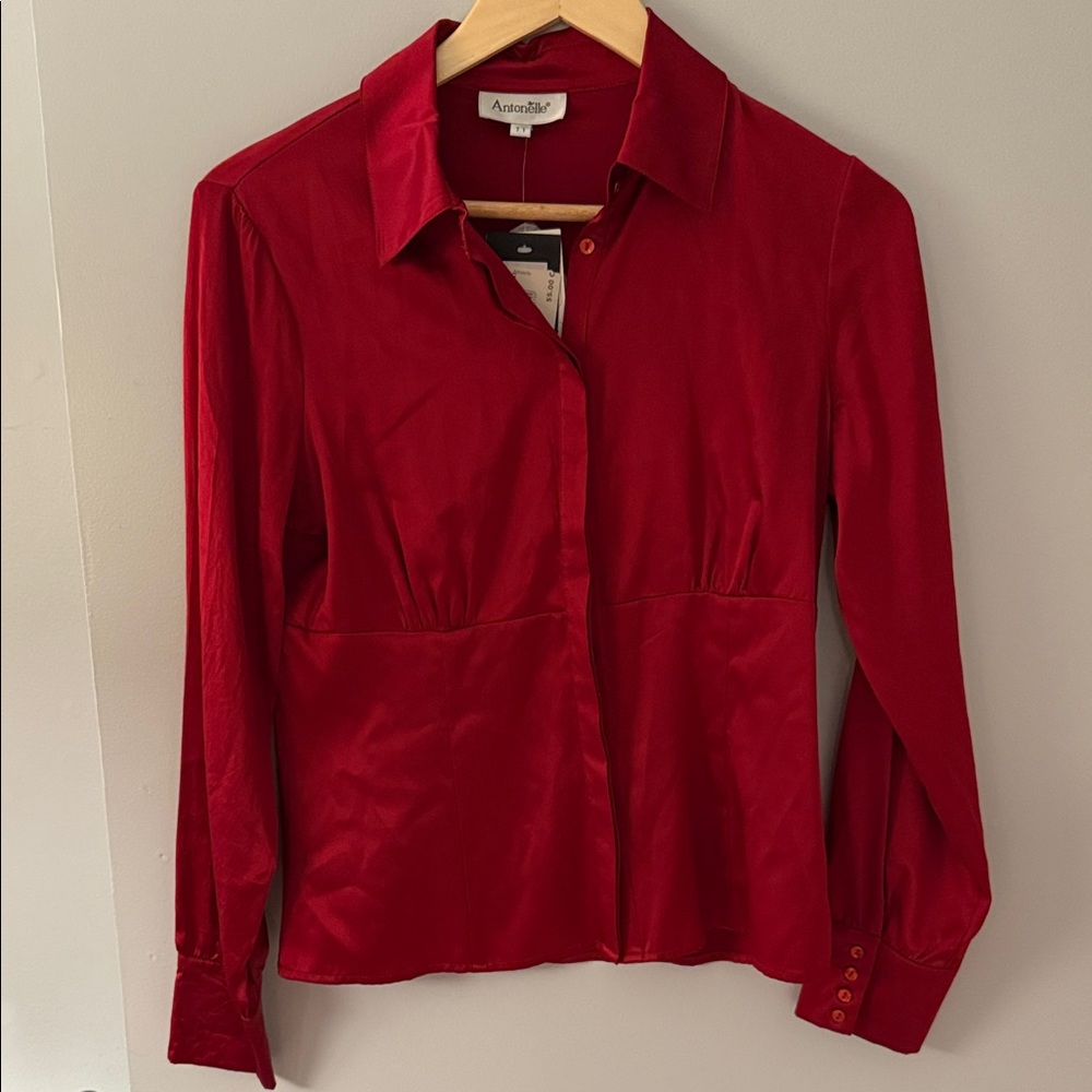 Antonelle Elegant Red Button Down Shirt